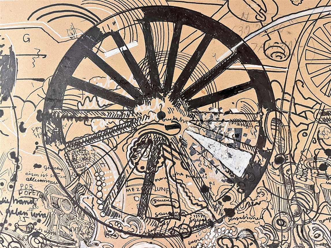 Zahlreiche Räder, große wie kleine, erwecken den Anschein, als handele es sich bei der langgestreckten Zeichnung um den Plan für eine gewaltige Maschine. Foto: Museum Goch