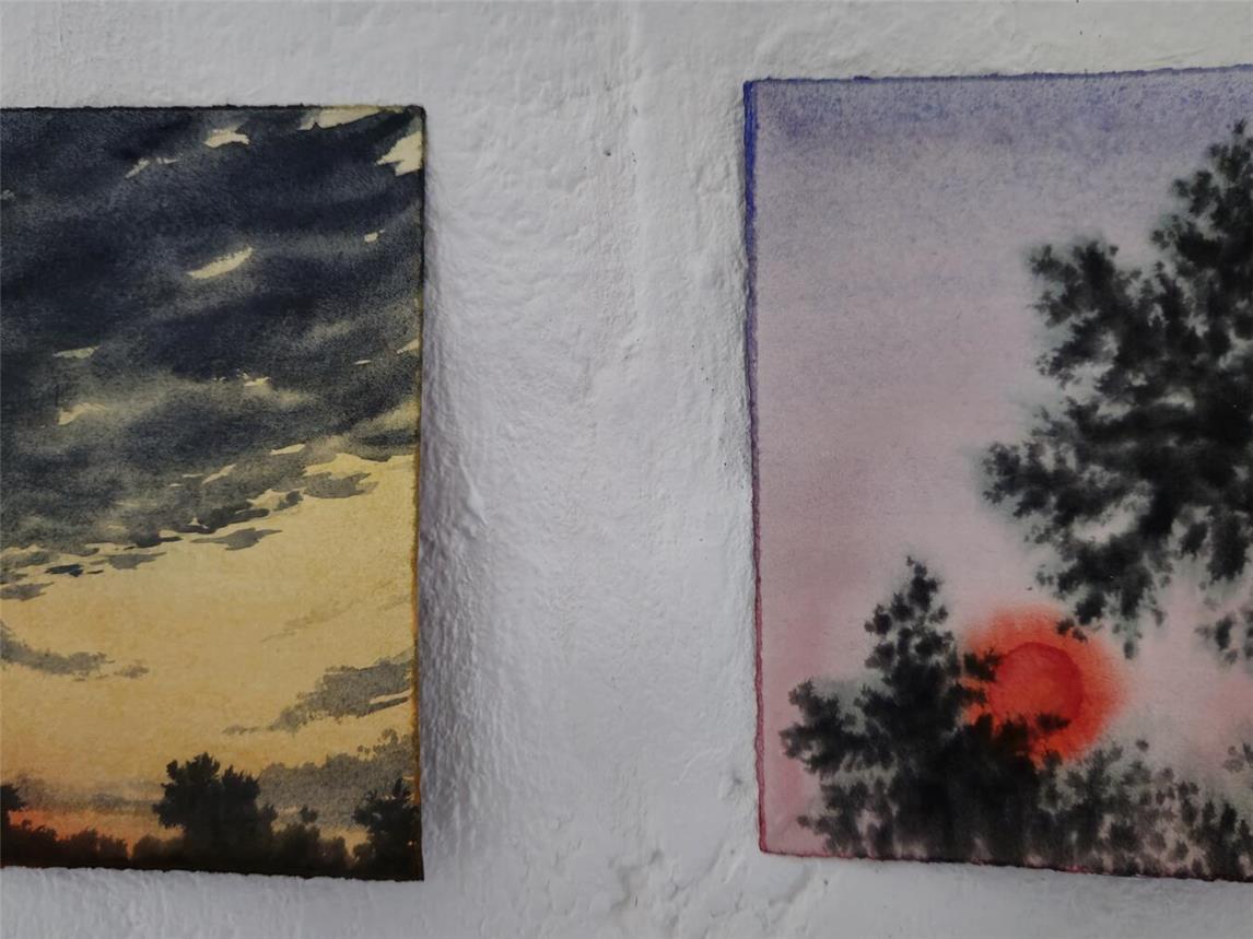 Zwei Aquarelle von Kathrin Edwards.NN-Foto: HF.