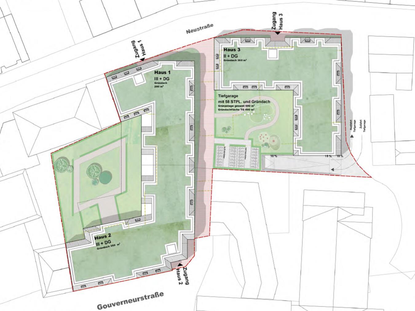 Rees: Neue Pläne für das ehemalige Krankenhaus Zwei Gebäude sollen auf dem Gelände des ehemaligen Krankenhauses entstehen. „Wir arbeiten auf den ursprünglichen Grundrissen“, sagt Architekt Anton Stockhausen. Grafik: Architektur Stockhausen